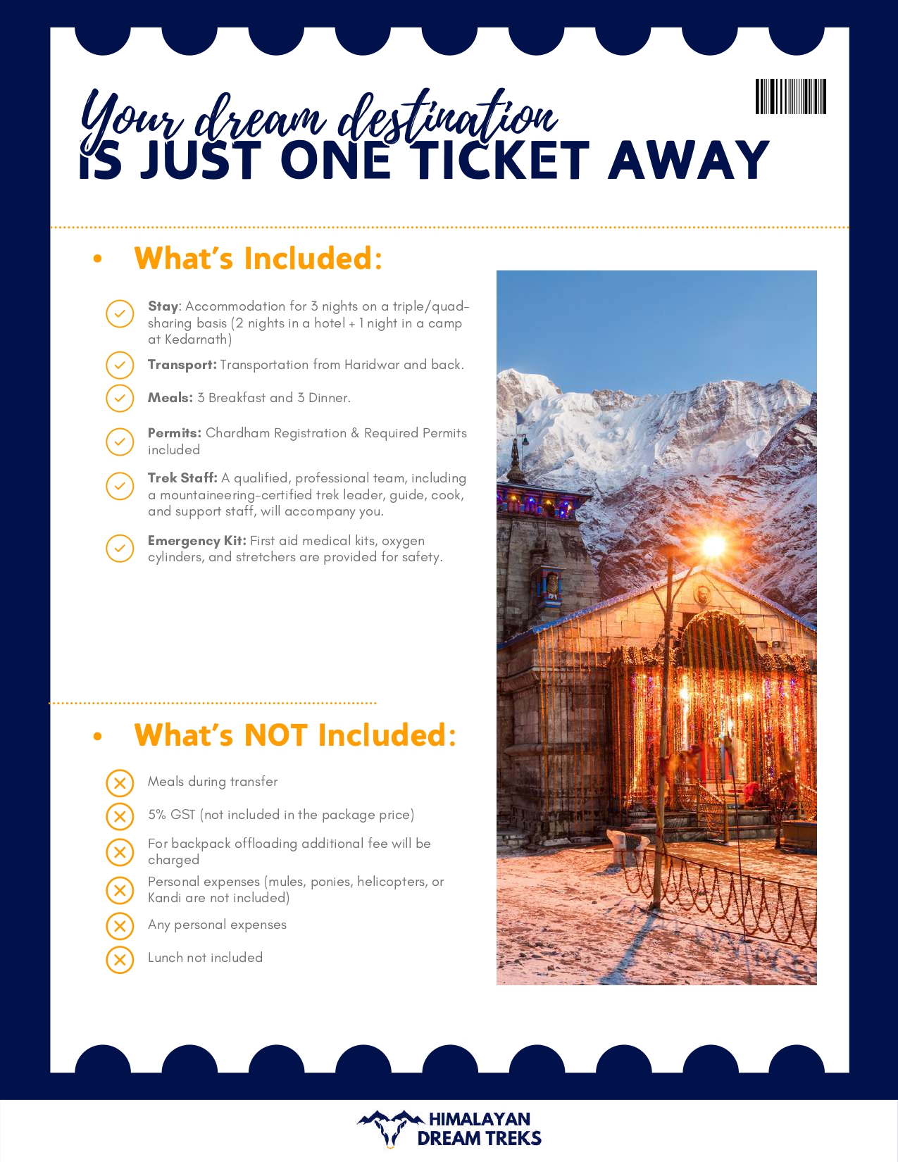 Kedarnath spiritual journey package with temple and mountain views